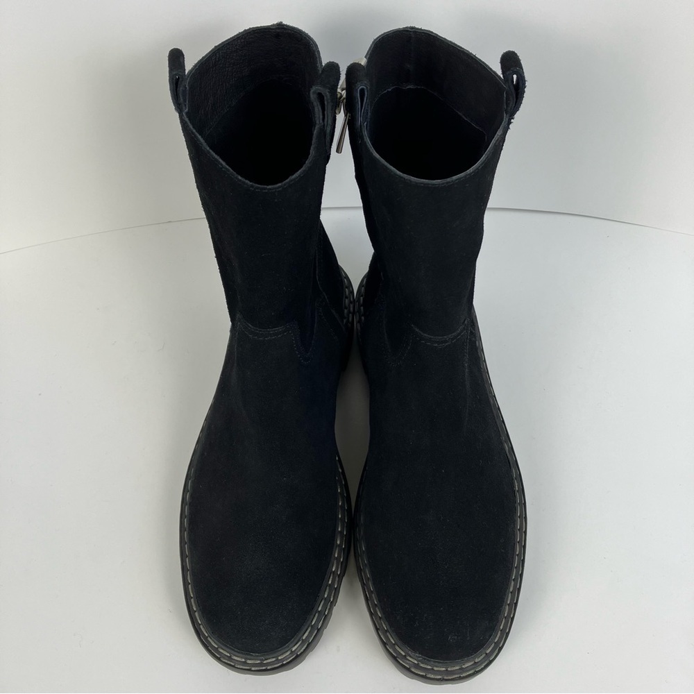 Splendid Alexxi Suede Moto Style Lug Sole Boots Black Zip Closure Sz 8.5 - Picture 5 of 16
